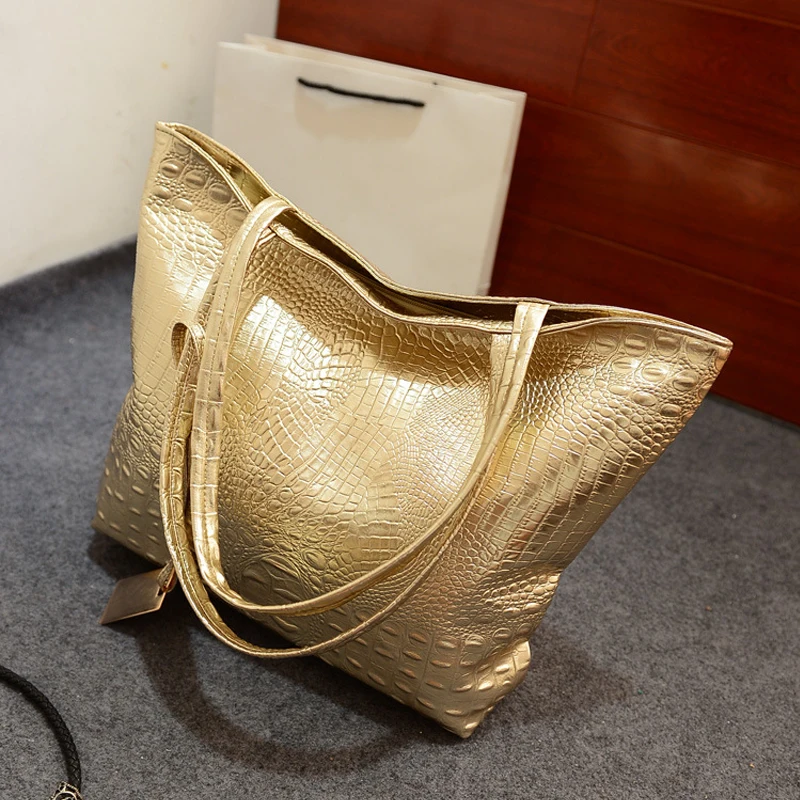 

Вместительная сумка на одно плечо из искусственной кожи, модная дорожная вместительная сумка-тоут из крокодиловой кожи, сумка для отпуска