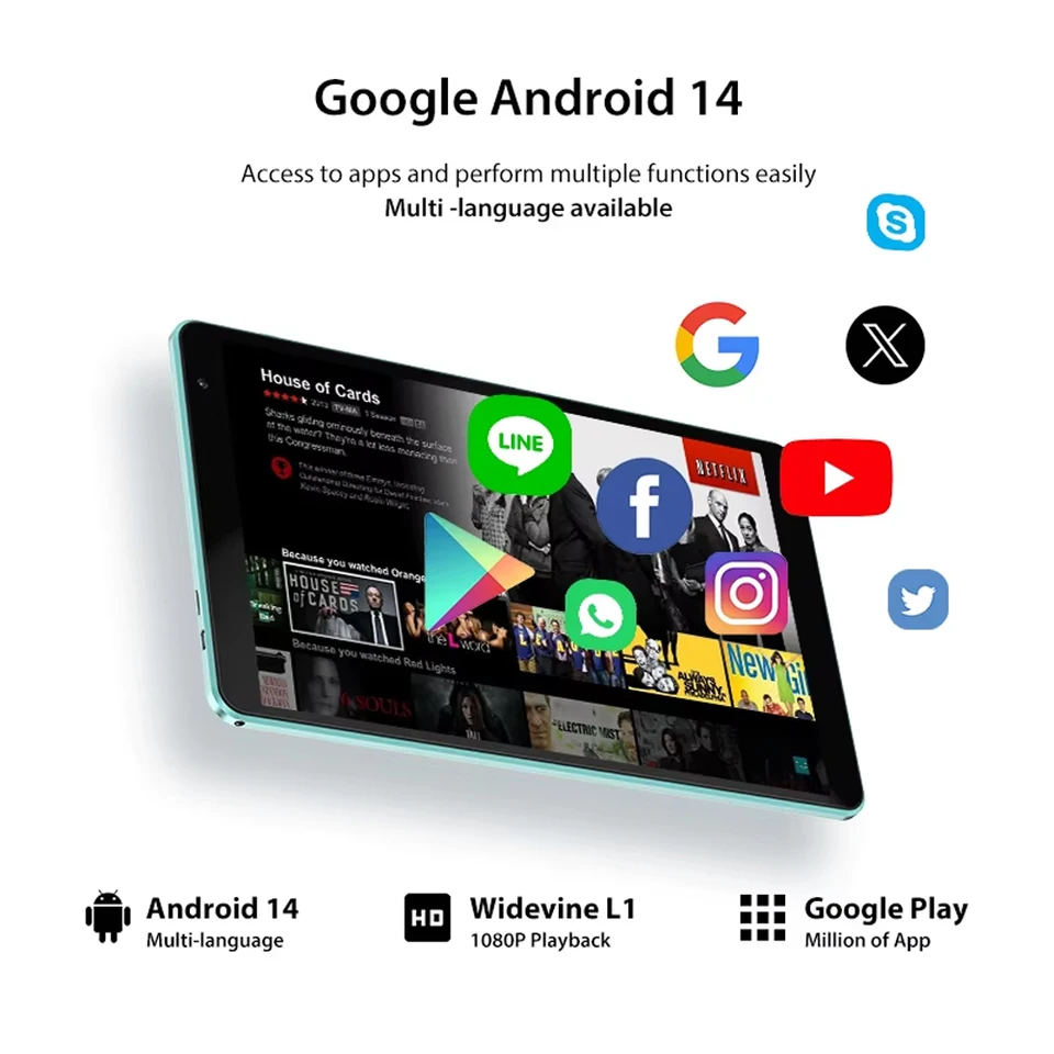 Teclast P85T タブレット PC 8 インチ 1280*800 IPS/Android 14/4GB