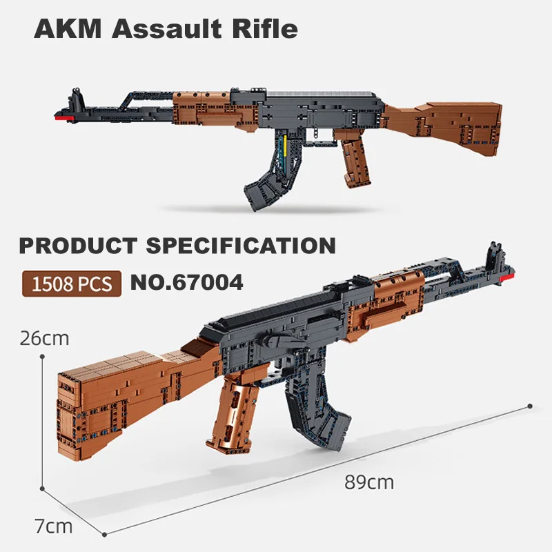 2 Creative AWM Sniper Rifle Barrett AKM Building Blocks, M24 Military Ornaments Series Modle Set Boy Adult Toys Birthday Gifts