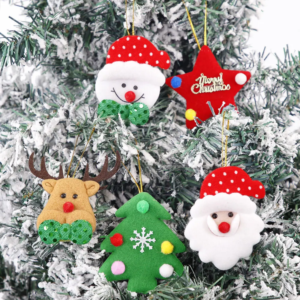 New Christmas Tree Pendant & Drop Ornaments Snowman Elk Small Pendant Christmas Home Decoration Star Pendant for Xmas 2024