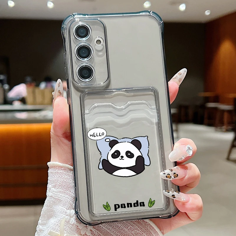 Cute Panda Clear Card Holder Phone Case Cover