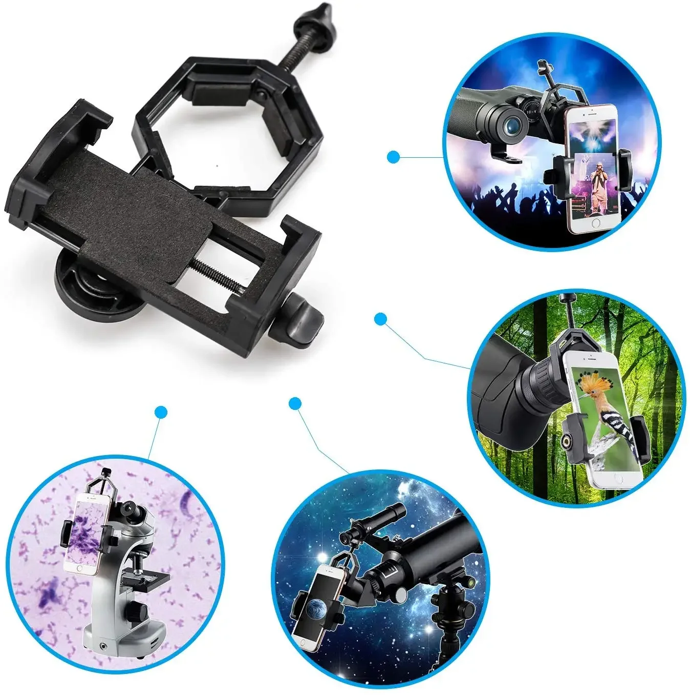 Scope Mount Adapter Portable Mobile Phone Telescope Mount Adapter Mount Clip Monocular Spotting Scope Binocular Holder Support Eyepiece Decorative