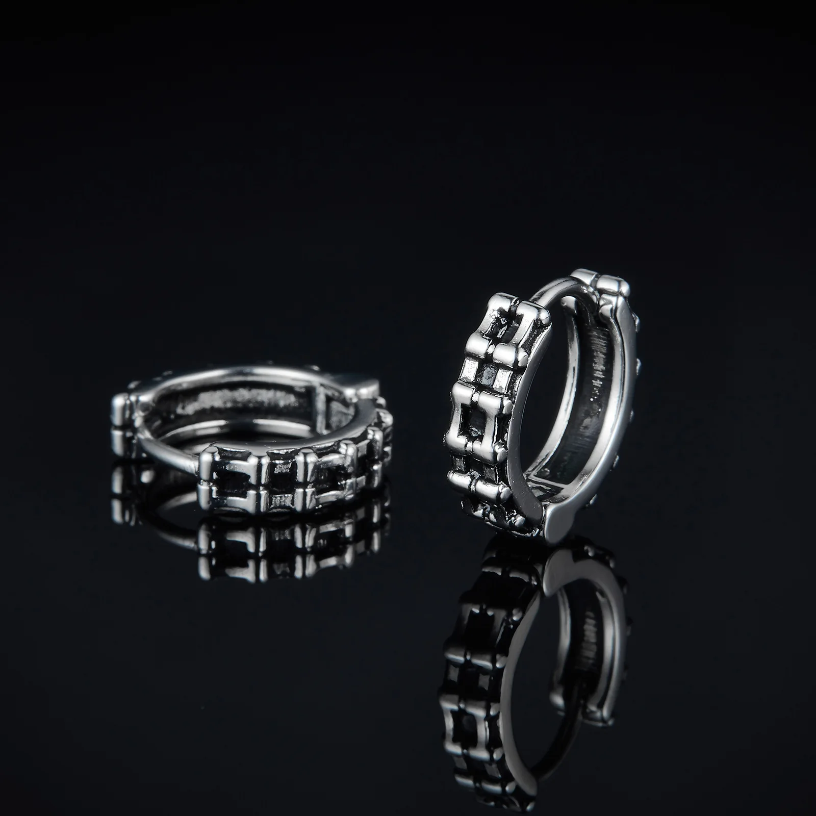 Vnox Fashion Solid Chain Hoop Earrings for Men Boys, Anti Allergy Stainless Steel New Gothic Ear Gifts Jewelry 5