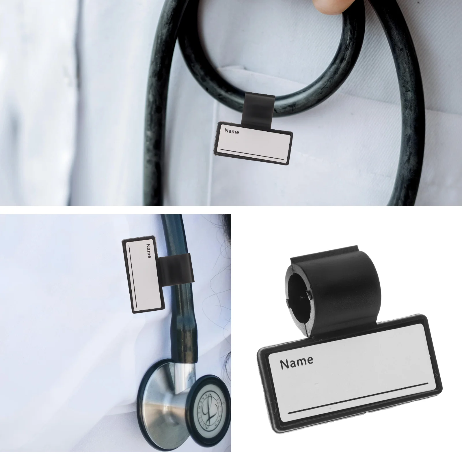 6 Pcs Portable Name Clips Stethoscope Marker Double Side Labels Abs Plastic Tags For Healthcare Medical Equipment Monitoring