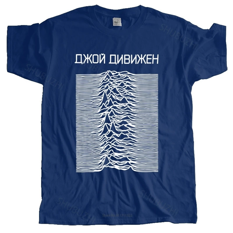 Uomo Girocollo T-Shirt Uomo Novità Tshirt Joy Division Unknown Pleasures Cyrillic Black Men T Shirt Euro Size