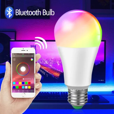 

RGB LED lamp, 15W, 20W, e27, B22, Bluetooth, music, smart bulb, 10W, RGBW, colorful night lamp with remote control for home, bed