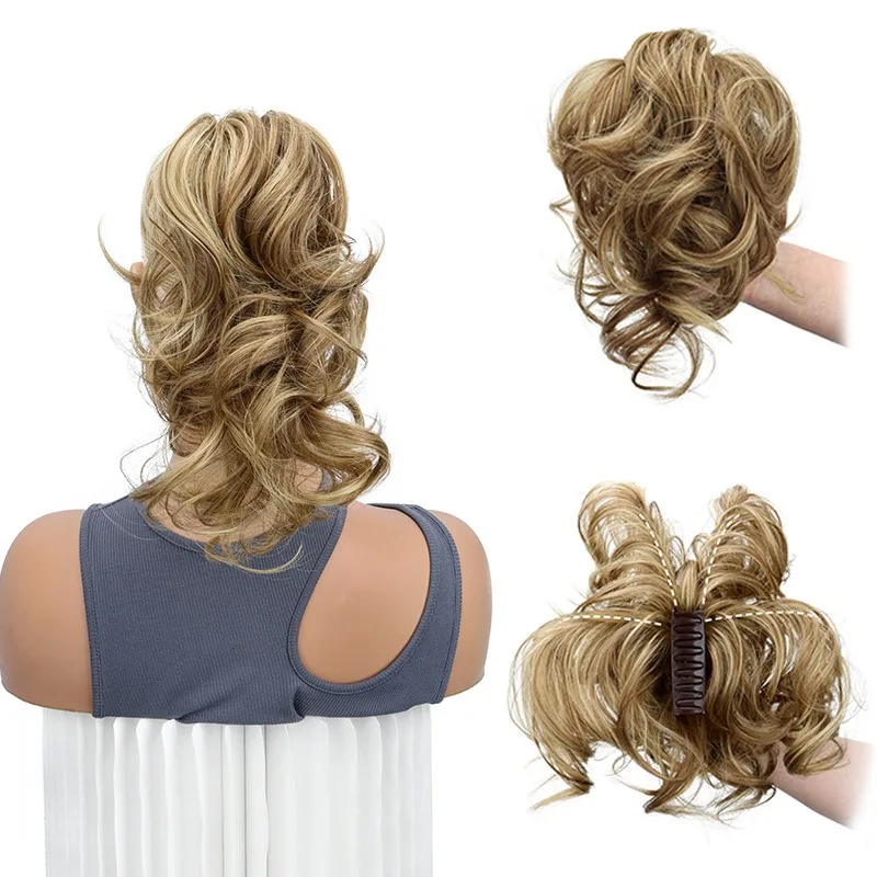 Clip In Ponytail Hair Extension Synthetic Ponytail Synthetic Hair Accessories Clip In Ponytail Extensions Synthetic Claw Clip Short Ponytail Chignon Fluffy Messy Hair Bun Clip in Hairtail Extensions Natural Hairpieces Women