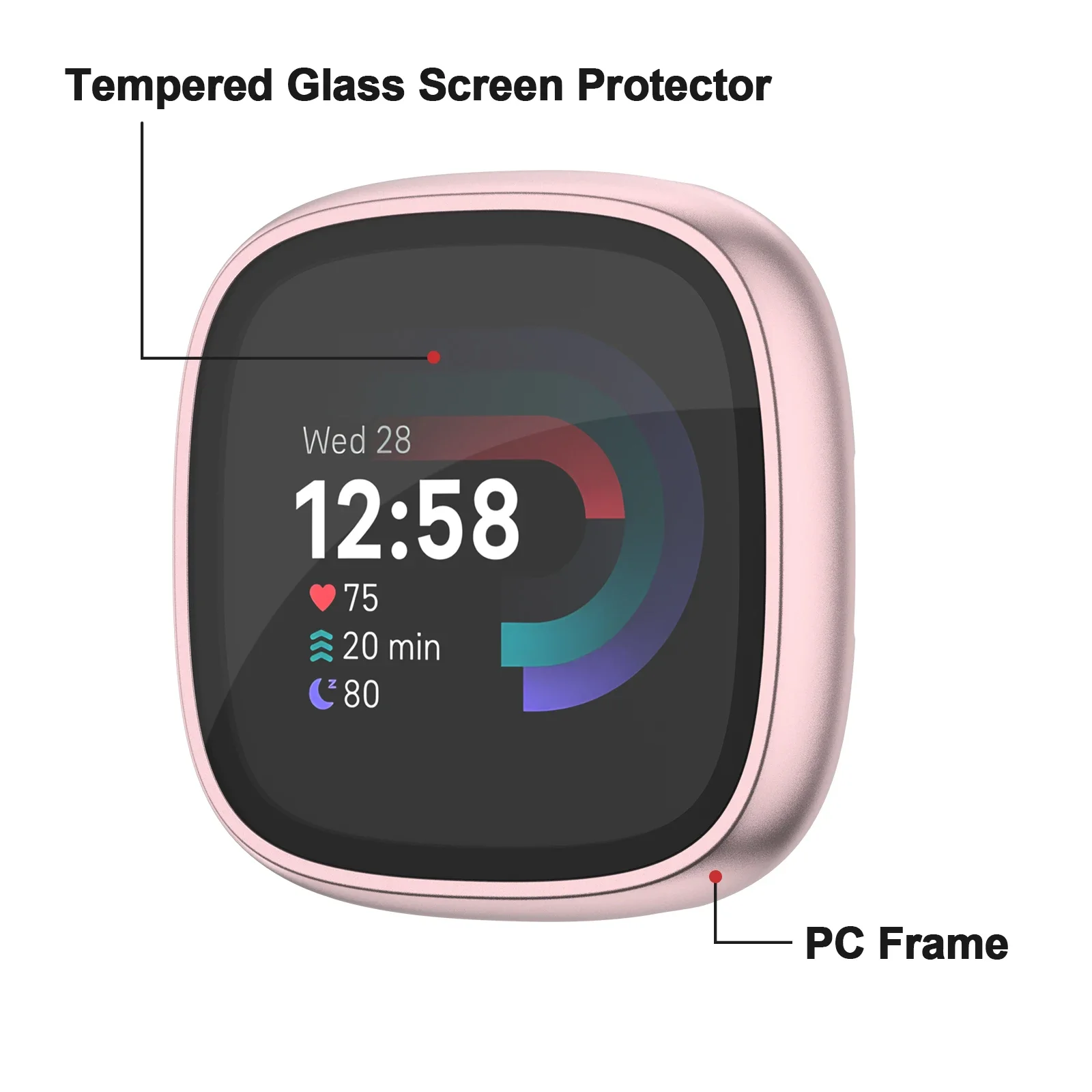 Glass Case Fitbit Versa 4/Sense 2 Full Cover HD Tempered Glass Screen Protector Bumpe Shell Fitbit Versa 4 Case apple watch screen protector watch screen protector case watch screen protector apple watch screen protector case watch case watch protective case watch cover watch protective cover bumper protective case