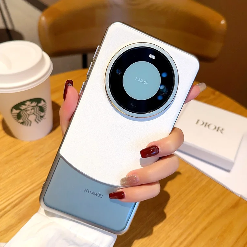 

Двухцветный кожаный чехол с кристаллами для Huawei Mate 60 Pro Plus Mate60, роскошный защитный противоударный чехол-накладка с покрытием для объектива камеры