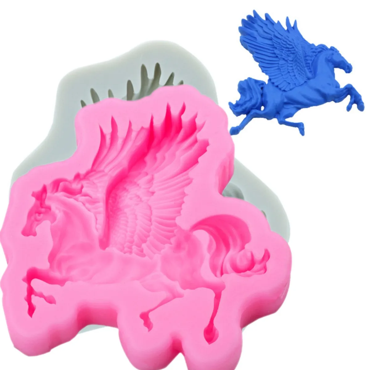 3D Pegasus Silicone Mold DIY Horse Pastry Candy Fondant Chocolate Jelly Cake Baking Tools Cake Clay Plaster Resin Craft Mould