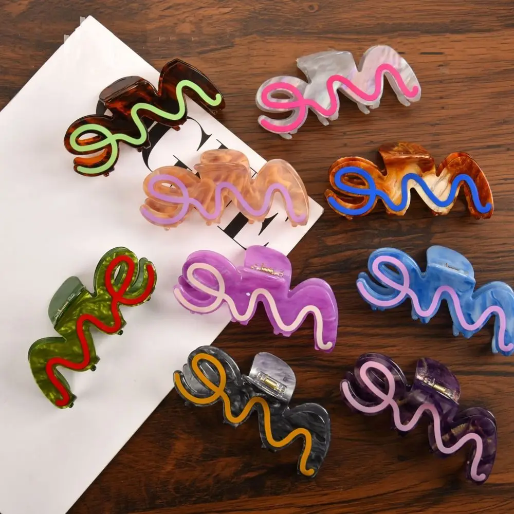 Description Picture 6 of itemAcetate Hair Claws Hairgrip Geometric Wave Shape Hair Clips Large Size Snake Shape Hair Pins Usual