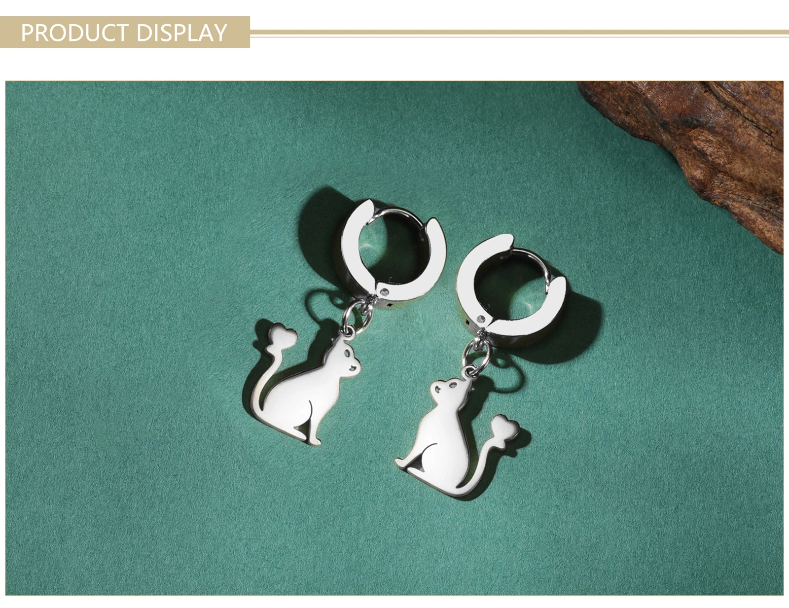 Cute Cat Women's Earrings Stainless Steel Gold - PeticaDeals