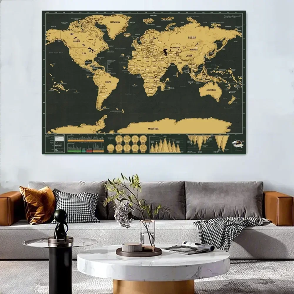 Drop Shipping Travel Scratch Off Maps, Maiuscole Dettagliate, Città, Punti Di Riferimento World Scratch Maps Poster Da Parete Per Segnare I Tuoi Viagg