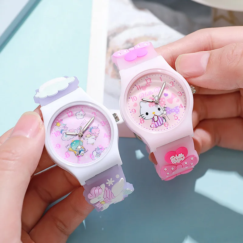 Фото Детские часы для девочек с 3d-рисунком аниме Sanrio kulomi big-eared dog Melody детские часы подарок с подарочной коробкой кварцевые часы №3