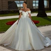 On Zhu Customized Off Shoulder Arabian Dubai Satin Wedding Dresses A-line Sweeping Train Back Tie Custom 2023 Bridal Dress 1