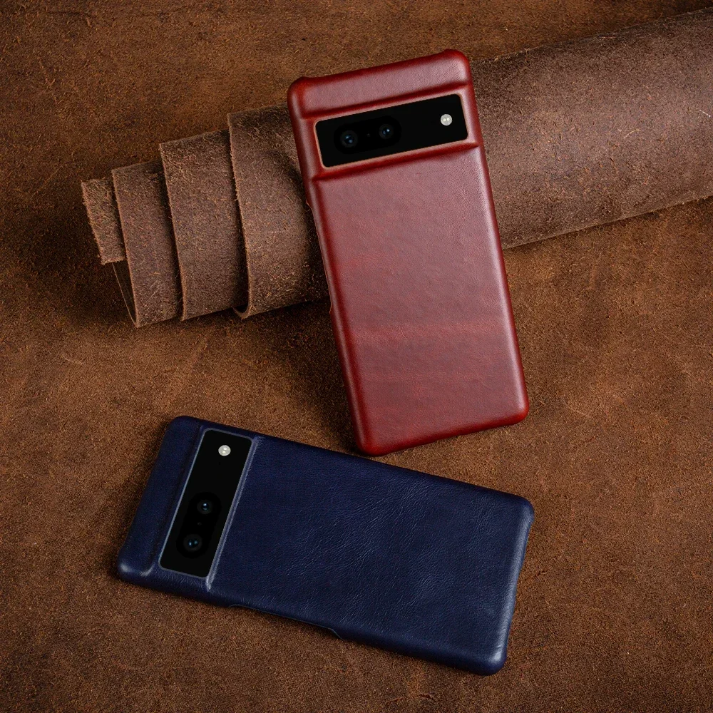 Luxurious Oil Wax Genuine Leather Phone Case – Aesthetic Vintage Cover