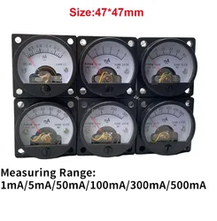 High - Precision Black Analog Panel Ammeter, 0 - 100mA Range, Round Design - 500MA