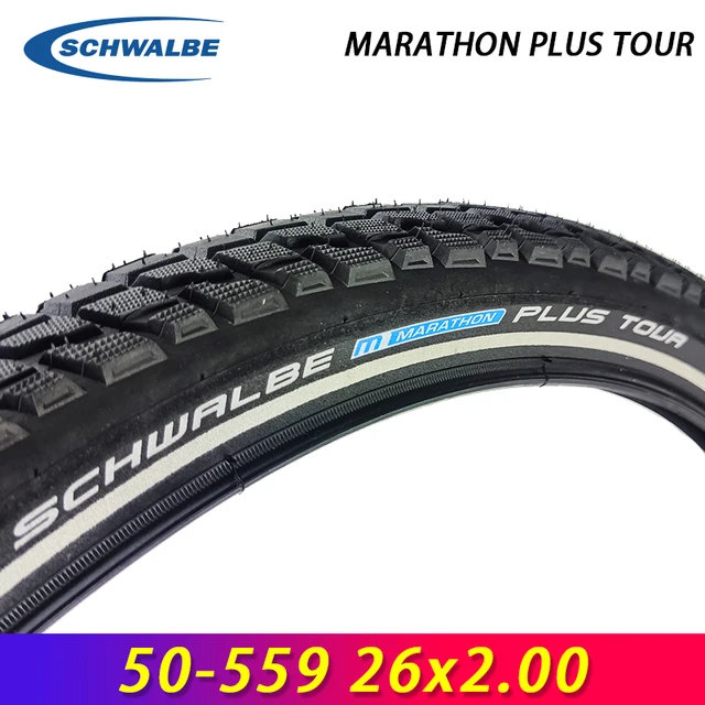 Introducing the SCHWALBE MARATHON PLUS TOUR 26inch Black Reflex Wired Bicycle Tire