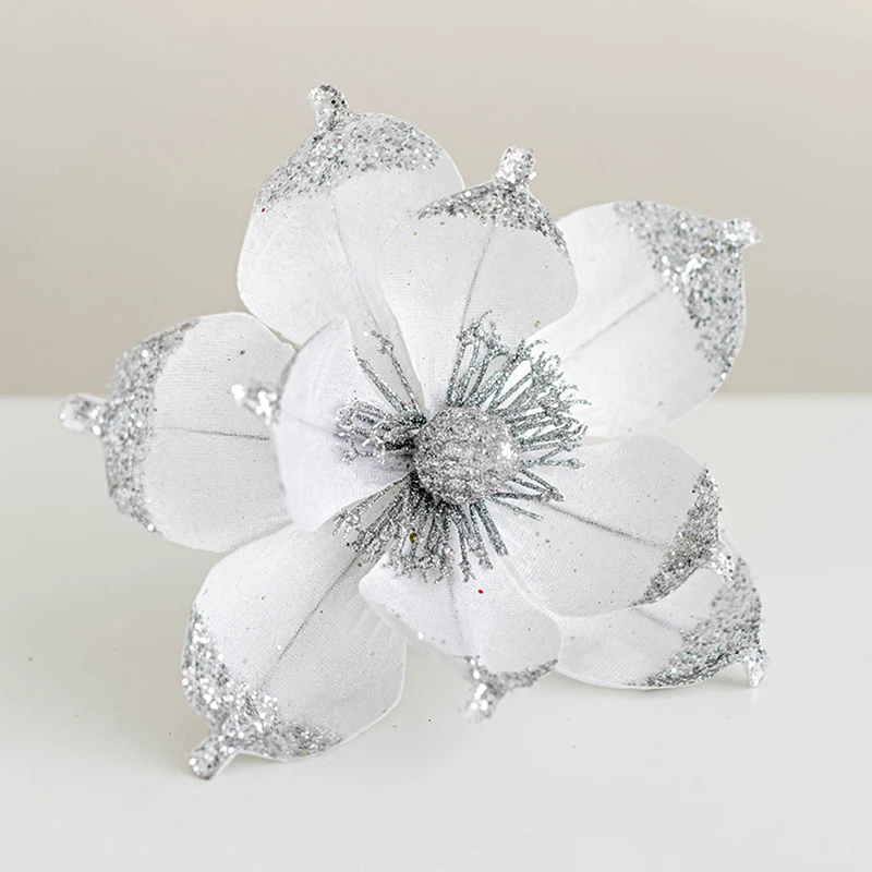 Description Picture 3 of itemGlitter Artificial Christmas Flower New Year Christmas Tree Decoration Home Fake Flower Xmas Tree Ornament Home Decoration