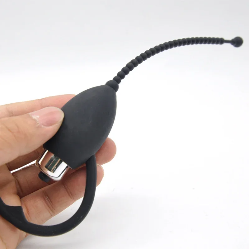 Silicone Vibrating Chastity Urethral Dilators Cock Beads Vibrator Urethral Sounds Penis Plug Stretching Sex Toys For Male Man