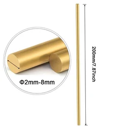 Solid Brass Round Bar Rod - 8 x 200mm, Multiple Diameters for DIY Crafting and Modelmaking