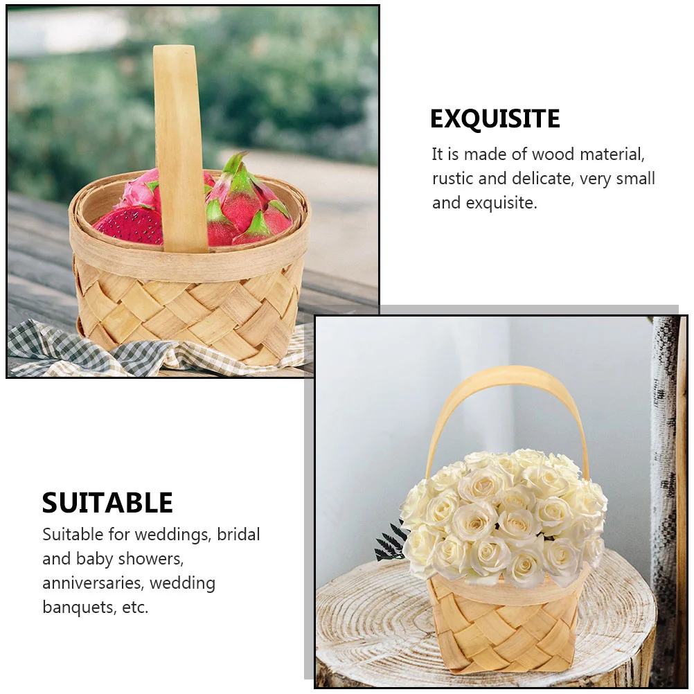 10 Pcs Hand Woven Basket Wedding Handheld Candy Flower Unique Gift Party Wood Baskets Multi-purpose 6
