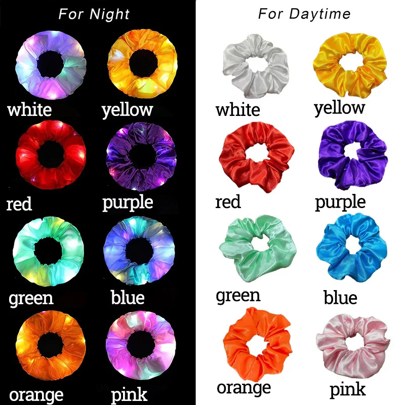 Luminous Hair Scrunchy 1/10 Pcs LED Glowing Hairband Girl Light Up Hair Accessories Birthday Party Headwear