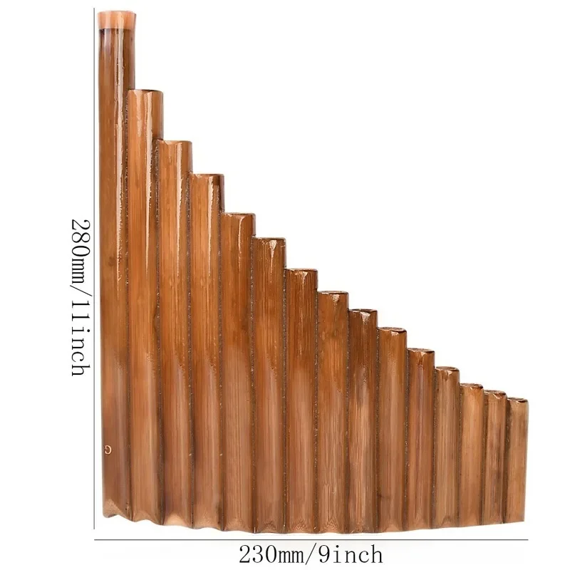 Bamboo Pan Flute 15 Pipes G Key Portable Panpipes Left Right Hand Adults Beginners Practice Traditional Wood Wind Instrument