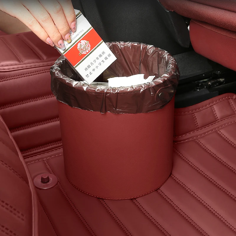 Universal Portable Car Circular Trash Can Garbage Pocket Sundries Bin Case For Toyota Land Cruiser LC300 300