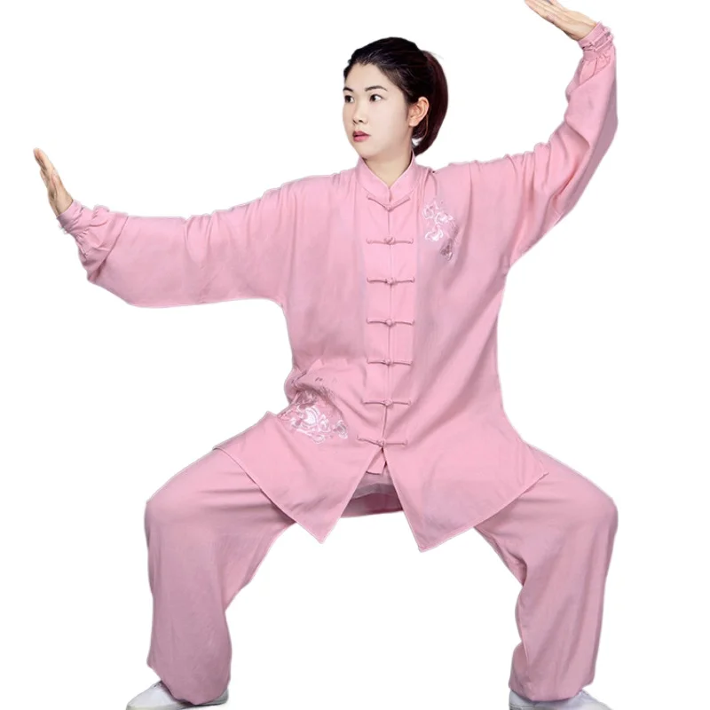 Tai Chi Uniforms Traditional Chinese Embroidered Martial Arts Exercise Clothing Long Sleeve WingChun Suit Unisex KungFu Uniform Tai Chi Clothing Chinese Traditional Costume