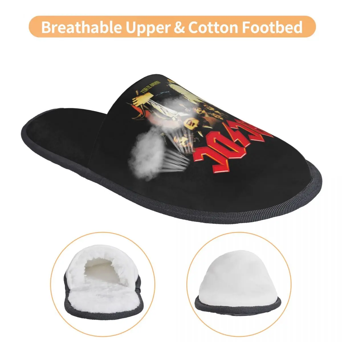Custom Vintage Rock AC DC Guest Slippers for Bathroom Women Heavy Metal Music Band House Slipper 3