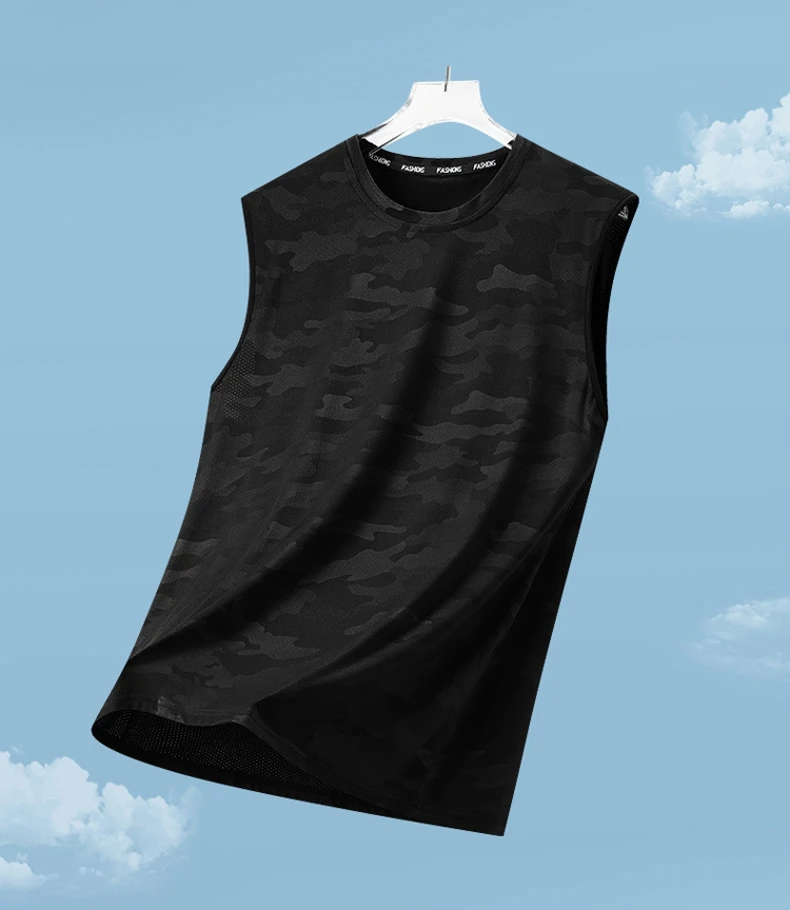 2026 New Camouflage Ice Silk Quick Dry Round Neck Vest Summer Thin Breathable Outdoor Running Trendy Sleeveless Tank Top