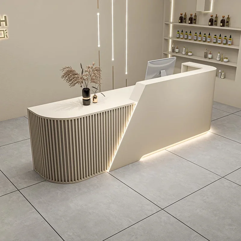 Beauty Salon Reception Desks Counter Bar Front Lectern L- Shape Cashier Reception Center Office Schreibtisch Furniture Counter