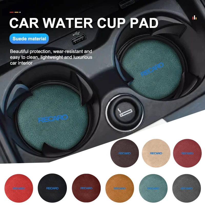 2Pcs Car Interior Water Cup Mat Sottobicchieri In Pelle Pad Per Recaro Racing Accessori Interni