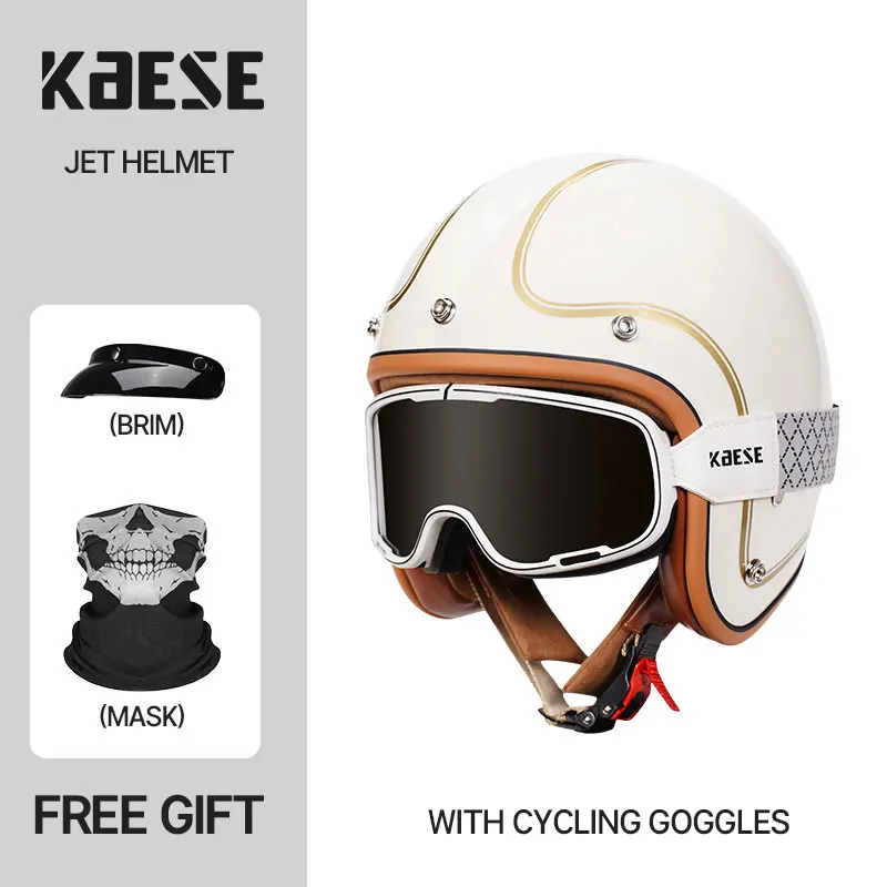 Vendita Calda Vintage Retro Classic Safety Flash Cool 3/4 Open Face Caschi Moto Caschi Moto Capacete De Moto Masculino