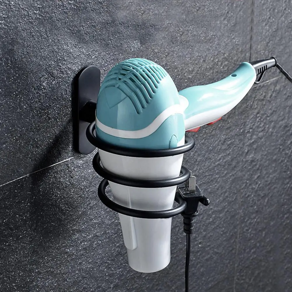 Wall-mounted Hair Dryer Stand Adhesive Great Load Bearing Anti-slip Stainless Punch-free Hair Blower Holder Hair Dryer Organizer 3