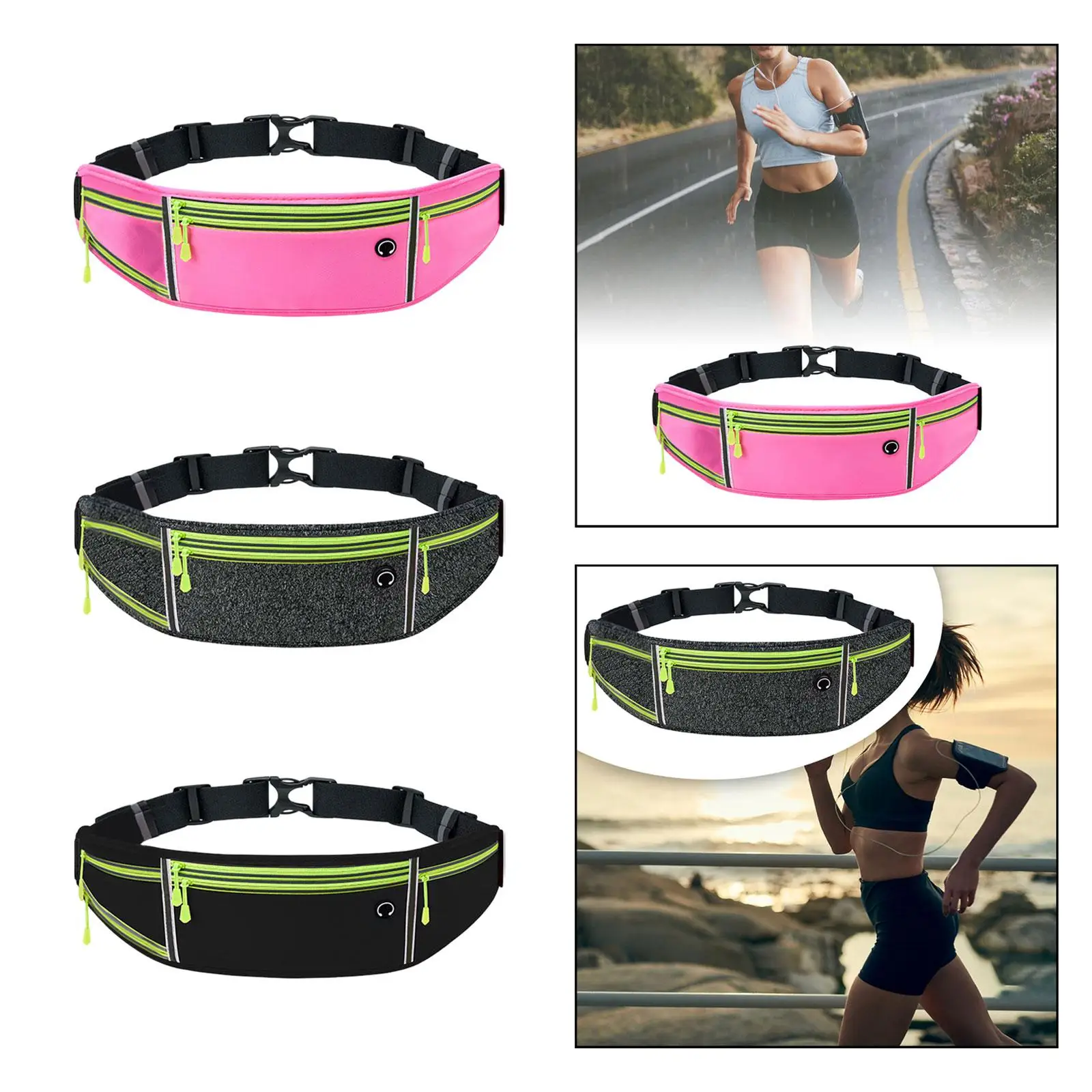 Running Belt Fanny Bag Elastic Phone Holder Adjustable for Women Men Running Waist Pack for Workout Gym Camping Runners Climbing