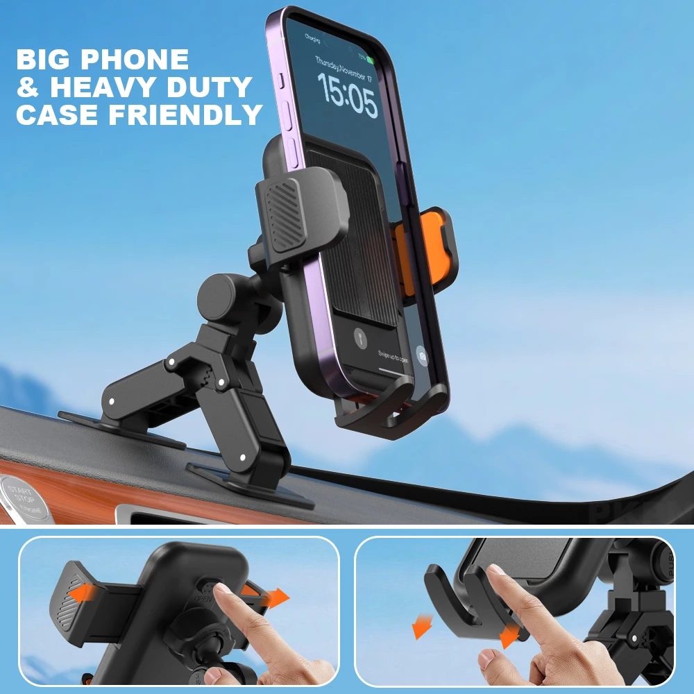Versatile 360° Rotating Car Phone Holder with Strong Suction for Dashboard & Windshield