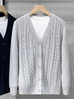 American Sle Casual Knitted Sweater Men's Outerwear Faionable Open Cardigan Autumn Season Long Sve V-Ne Busin Casual