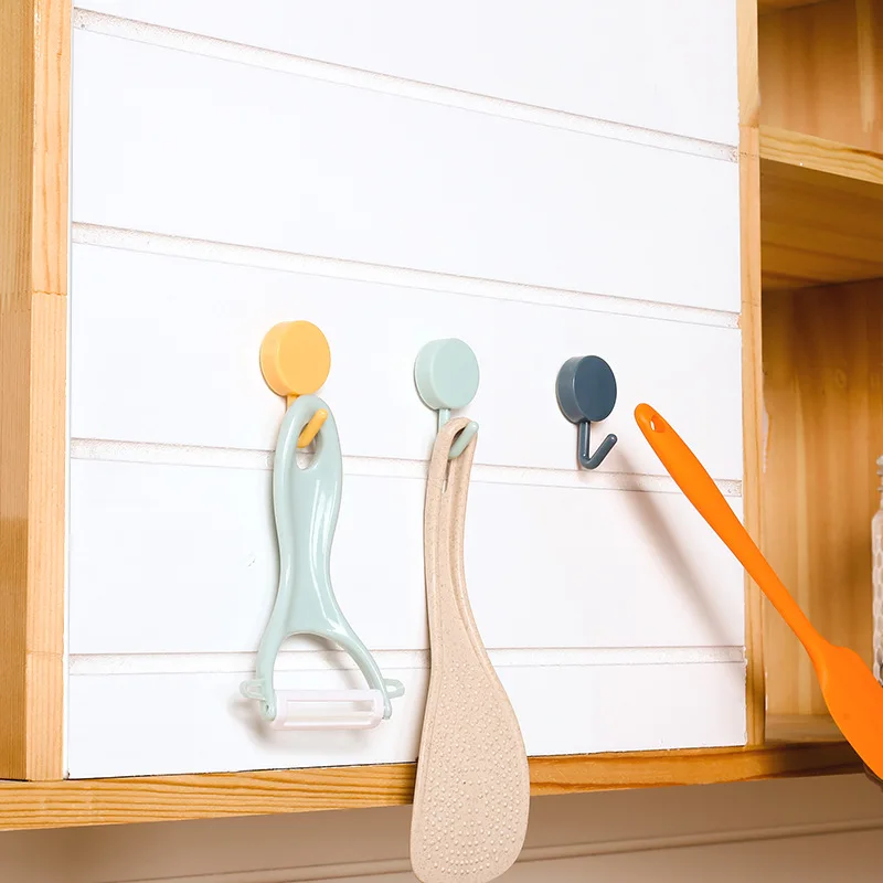 Self Adhesive Wall Hook Strong Without Drilling Coat Bag Bathroom Door Kitchen Towel Hanger Hooks Home Storage Accessories