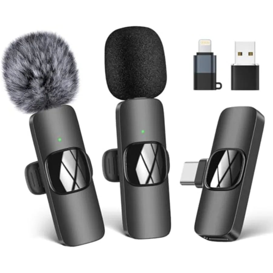 Dual Wireless Lavalier Microphone for Smartphones and Computers