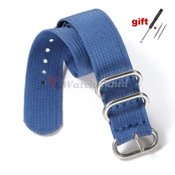High - Density Durable Nylon Watch Band - Premium Fabric Braid Sport Wristband Accessories - 20mm (Blue)