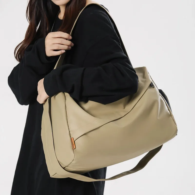 Shoulder Bag Handbag Simple Solid Color Zipper Unisex Large Capacity Daily Use Travel Perfect for Casual Shopping and Fitness