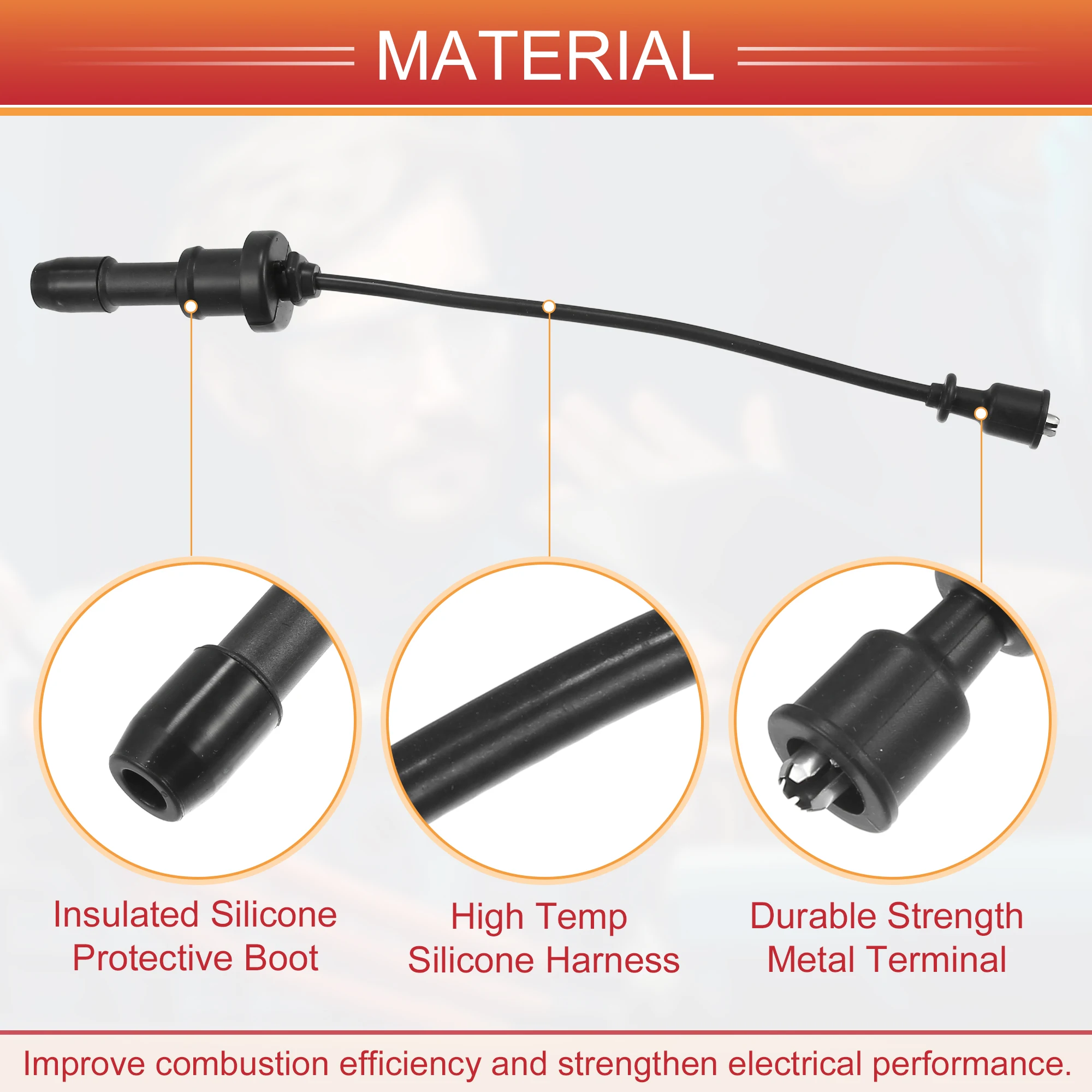 UXCELL car spark plug coil wires ignition coil harness cable 6.6mm fit for Kia Optima for Hyundai Santa Fe Sonata 2.4L