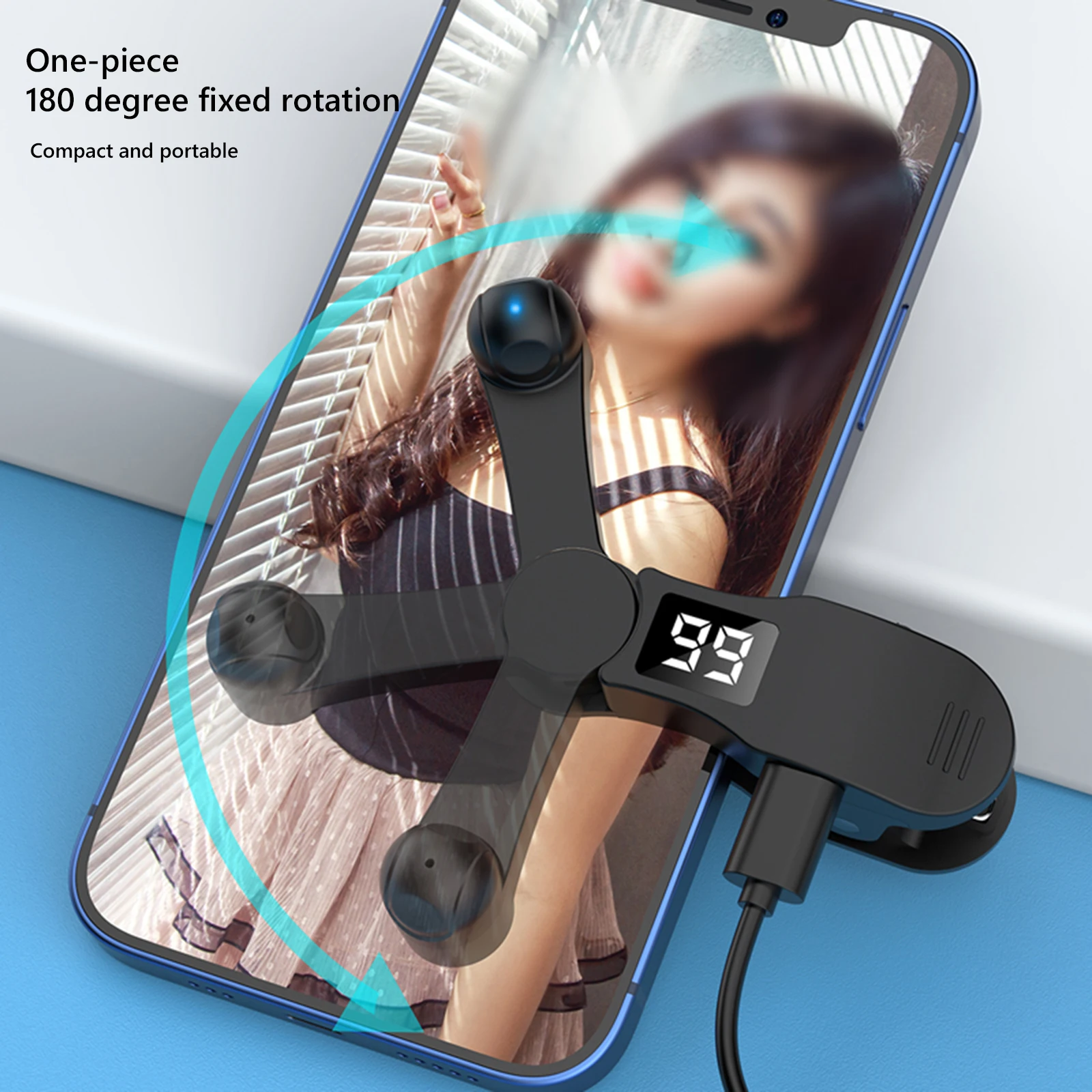 Digital Auto Screen Clicker Clip-on Clicker 108 Gears USB 180&deg; Rotation Simulation Finger Continuous Click for Smart Phone Apps
