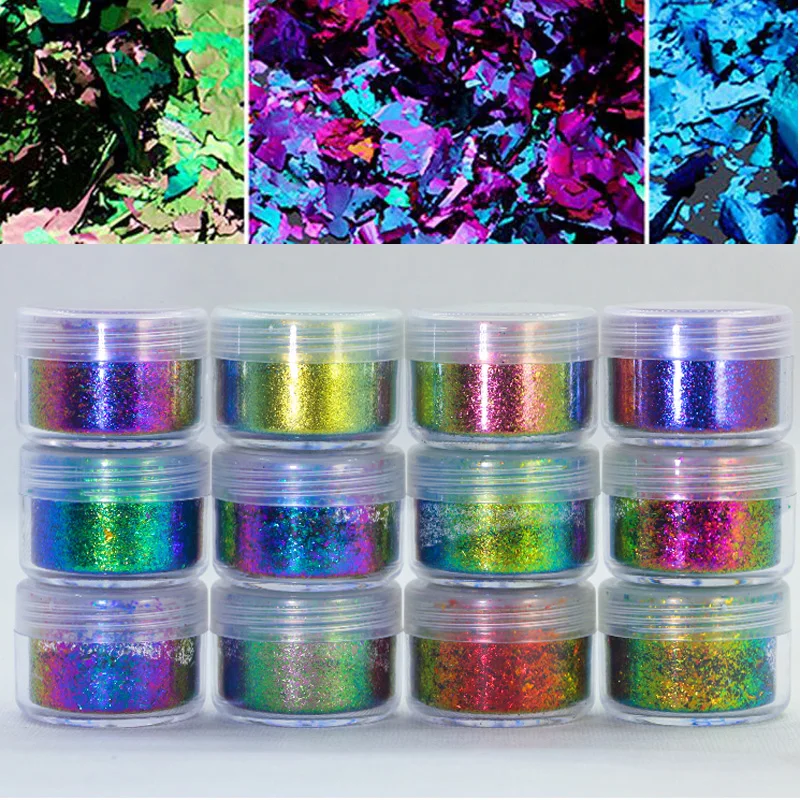 1 Barattolo Aurora Chrome Eyeshadow/Nail Art Flakes Multi Chrome Chameleon Peacock Galaxy Chrome Flakes Nail Art Mirror Powder Pigment