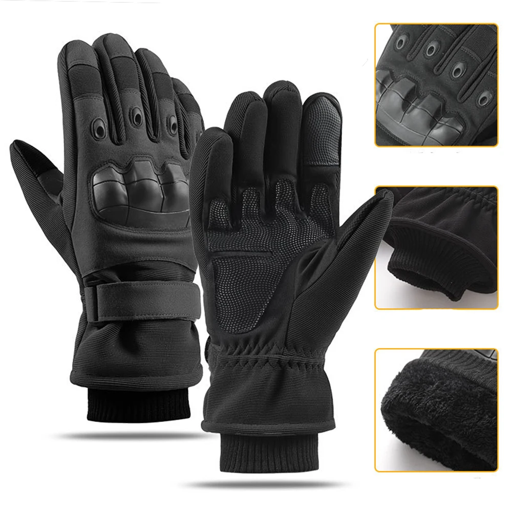 Motorcycle Gloves Winter Cold-proof Full Finger Military Outdoor Sport Black Motocross