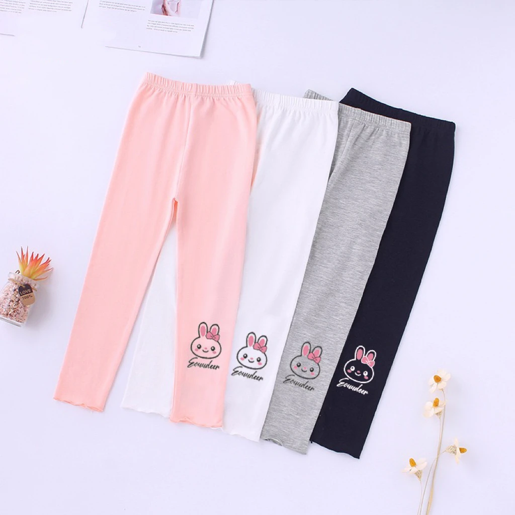 1pcs Girl Spring Summer Cute Kid Legging Children Thin Tight Sweatpant Child Casual Pants Autumn Toddler Skinny Cropped Trouser