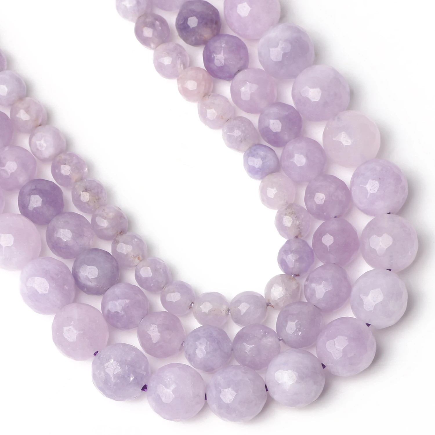 

6/8/10mm Natural Purple Angelite Stones Faceted Jades Beads Loose Spacer Handmade Women DIY Jewelry Making Necklace Accessories