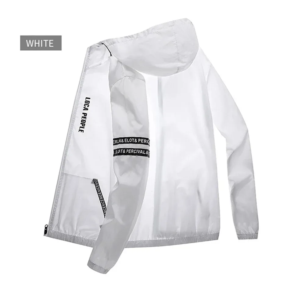 여름 자외선 차단 재킷 남성용 UPF 50+ 피부 보호용 윈드브레이커 UV 차단 통기성 편안함 속건성 자전거 야외복